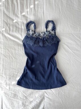 Japanese Brand Axes Femme Fairy Butterfly Lace Navy Camisole Size M